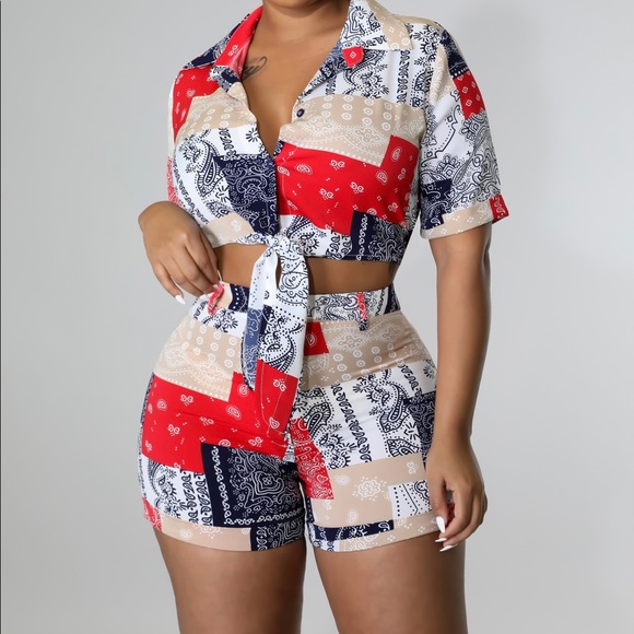 Red & Navy shorts set - Picture 5 of 5